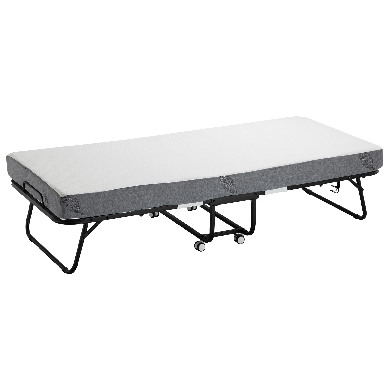 Folding Guest Bed For Adults With Grey Mattress Twin Size_voghion.com